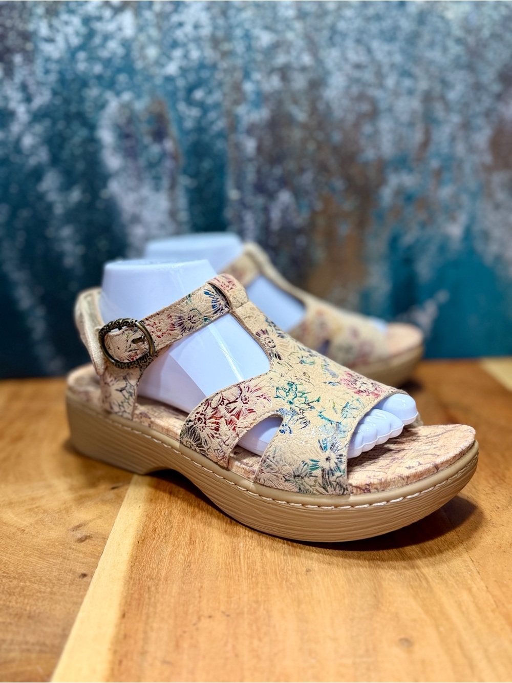 Alegria Boho Comfort Samantha Floral Leather Rocker Sandals US 9.5 NWOT